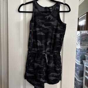 Athleta‎ Girl On The Go Romper  Size L/12 Black Camouflage Sleeveless NWOT 3741
